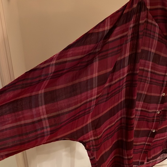 Massimo Dutti raspberry plaid sheer top. - Picture 5 of 5